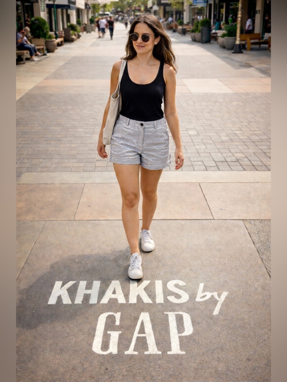 Gray and White Bermuda Shorts with Subtle Stripes